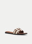 SANDALIA PLANA CAMEL Y BEIGE TIRAS CRUZADAS