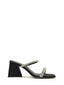 Sandalo nero con tacco aperto, con fasce e tacco in strass.