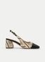 ZAPATOS DESTALONADOS BEIGE Y NEGRO DE TACÓN MEDIO