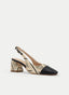 ZAPATOS DESTALONADOS BEIGE Y NEGRO DE TACÓN MEDIO