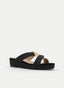 Sandalias planas de rafia en negro y beige con plataforma