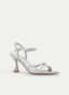 SILVER HEELED SANDALS WITH CROSSED STRAPS AND HEEL