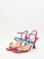 Sandalias metálicas multicolor de tacón