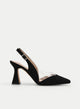 ZAPATOS DESTALONADOS NEGROS CON DETALLE TRANSPARENTE Y TACÓN