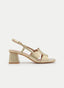 GOLDEN SANDAL WITH GEOMETRIC HEEL