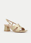 GOLDEN SANDAL WITH GEOMETRIC HEEL