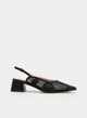 SCARPA NERA IN MESH CON TACCO QUADRATO E POSTERIORE APERTO.