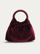 BORSA DA SERA BORDEAUX IN VELLUTO CON MANICO ARRICCIATO.