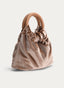 BOLSO FIESTA TAUPE TERCIOPELO ASA FRUNCIDA