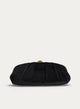 Black Velvet Ruched Chain Clutch