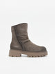 Gray suede leather boot with track sole