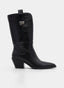 BOTA COWBOY NEGRO TACÓN MEDIO PUNTA FINA