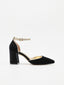 Scarpa di Velluto Nero con Bordo Dorato