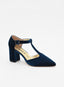 Scarpa Elegante in Velluto Blu con fascia sulla tomaia.