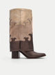 Botas cowboy bicolor marrom.