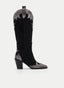 BLACK COWBOY BOOTS WITH METALLIC DETAILS