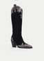 BLACK COWBOY BOOTS WITH METALLIC DETAILS