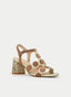SANDALIA TAUPE CON TACÓN DE ANIMAL PRINT Y  DETALLES CON CÍRCULOS