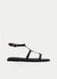SANDALIAS PLANAS NEGRAS DORADAS