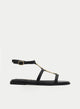 SANDALIAS PLANAS NEGRAS DORADAS