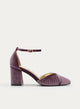 ZAPATOS DE SALÓN DE TERCIOPELO MALVA CON CORREA