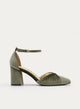 ZAPATOS DE SALÓN DE TERCIOPELO VERDE CON CORREA