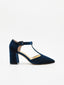 Scarpa Elegante in Velluto Blu con fascia sulla tomaia.