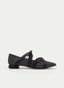 BAILARINA NEGRA Y MARRÓN ESTAMPADA CON PUNTA FINA Y LAZADA