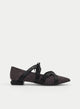 BAILARINA NEGRA Y MARRÓN ESTAMPADA CON PUNTA FINA Y LAZADA