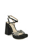 Sandalia negra con nudo de strass y plataforma